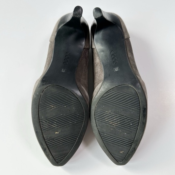 ECCO Woman Gray Suede Ankle Heel Boots EU39 Classic Contemporary - Picture 8 of 10